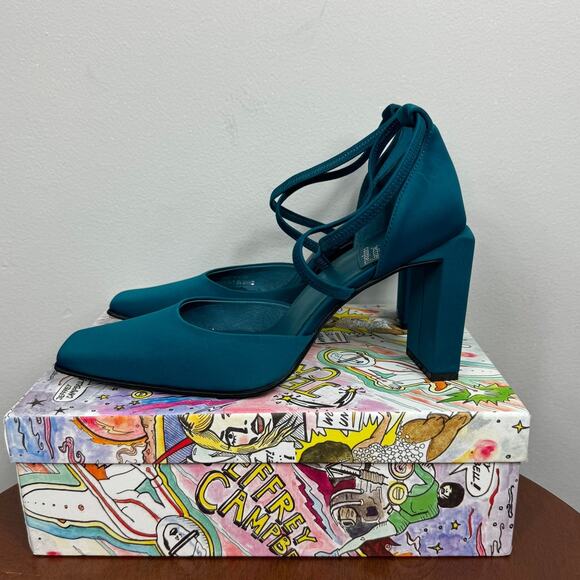 Jeffrey Campbell Popular Square-Toe Heel Pump in Dark Blue Neoprene Size 9 - Picture 3 of 8